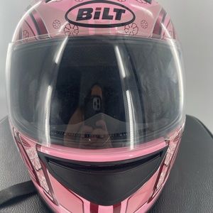 Large BILT  Women’s Pink Floral Full Face Motorcycle Helmet